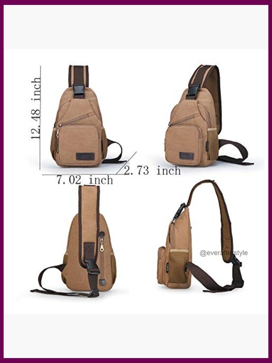 Canvas Sling Bag Crossbody Chest Pack for iPad Mini Shoulder Backpack